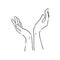 Isolated vector illustration. Elegant female hand. Hand drawn linear sketch