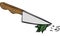 Isolated Vector Illustration of Kitchen Knife Chopping Herbs