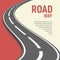 Isolated vector illustration of roadway. Flat transportation infrastructure element banner template. Winding road