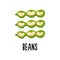 Isolated vector illustration of string beans on a white background.