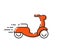 Isolated vector moped icon. Outline scooter mbe on white background. Two wheel city transport