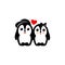 Isolated vector penguin couple logo. Winter illustration. Animal