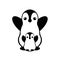 Isolated vector penguin logo. Designed animals icon. Cartoon illustration. Winter signs. Black and white colors. Graphic