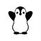 Isolated vector penguin logo. Designed animals icon. Cartoon illustration. Winter signs. Black and white colors. Graphic