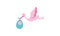 Isolated vector of pink stork or bird carry new born baby in a teal pouch