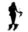 Isolated vector silhouette of mermaid, water nymph