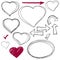 Isolated vector sketch hearts set. Hand drawn