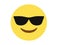 Isolated vector yellow face with black sunglass and smiley flat