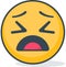Isolated very tired emoticon. Isolated emoticon.