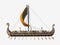 Isolated Viking Ship on White Background.