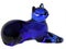 Isolated vintage cobalt blue glass cat knickknack