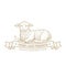 Isolated vintage gold emblem for farm with Lamb animal