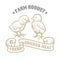 Isolated vintage gold emblem for farm with two Chicken animal