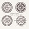 Isolated vintage or old marine compass rose icons. Sea or ocean navigation. Retro cartography icon or traveler compass