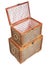 Isolated vintage rattan box or wooden box with clipping path