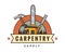 Isolated Vintage Woodwork Carpentry Logo Badge Emblem Illustration