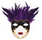 Isolated Volto mask decorated with purple feathers, Vector illustration