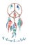 Isolated Watercolor decoration bohemian dreamcatcher. Boho feathers. Native dream chic design. Mystery etnic tribal print. Tribal