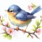 isolated watercolor springtime baby bird
