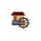 Isolated Watermill Flat Icon. Wheel Vector Element Can Be Used For Watermill, Wheel, Waterwheel Design Concept.