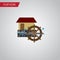 Isolated Watermill Flat Icon. Wheel Vector Element Can Be Used For Watermill, Wheel, Waterwheel Design Concept.