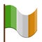 Isolated waving flag of Ireland