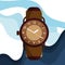 Isolated wearable watch with leather wristband Vector