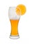 Isolated Wheat Beer, Half Full with Orange Slice