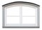 The isolated white arch small modern wooden window