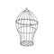 Isolated on white background cage and birds Stock illustration, vector, hand drawing, design element for printing, scrapbooking,