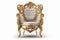Isolated on a white background, a golden chair. piece of design with a clipping path