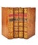 Isolated White Background, Shinny Antique Book Collection Shelf View, Four piece of Antique Books