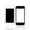 Isolated white and black touch phones