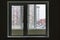 Isolated white double or triple plastic window isolated at home room f