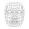 Isolated on white human face mesh 3d modeling recognition head scan vector illustration