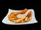 Isolated white plate of mixed fries