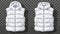 Isolated white winter waistcoat on transparent background. Men's front and back sleeveless jacket design set mock up