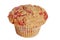 Isolated whole wheat raspberry muffin