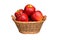 Isolated wicker basket of red apples