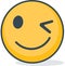 Isolated winking emoticon. Isolated emoticon.