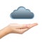 Isolated woman\'s hand holding a cloud