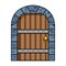 Isolated wood and medieval door  vector illustration