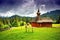 Isolated wooden church in the mountain