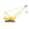 Isolated yellow hoisting crane on white background. Lifting crane