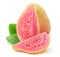 Isolated yellow pink guava with cutout piece