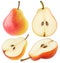 Isolated yellow pink pears