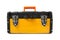 Isolated yellow toolbox on white background