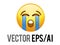 Isolated yellow unhappy face with crying tear icon