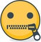 Isolated zipped mouth emoticon. Isolated emoticon.