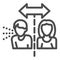 Isolation cautions line icon. Avoid contact with Covid-19 sick outline style pictogram on white background. Coronavirus